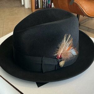 Dobbs Classic Black Fedora with Feather Accent